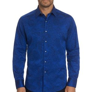 NWT Robert Graham Paisley Dark Blue Shirt Size L